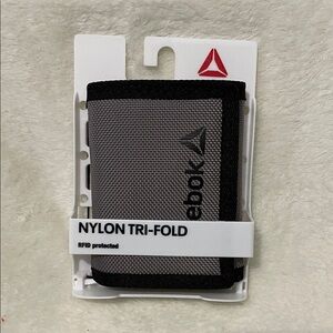 Reebok Black and Gray Nylon Tri-Fold Wallet